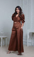 Brown Puffy Sleeved Jumpsuit