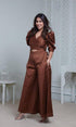 Brown Puffy Sleeved Jumpsuit