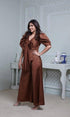 Brown Puffy Sleeved Jumpsuit