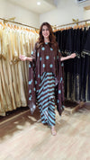 Brown Slit Sleeve Top with Dhoti Skirt - view 4