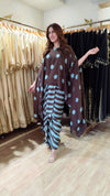Brown Slit Sleeve Top with Dhoti Skirt - view 6