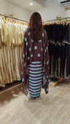 Brown Slit Sleeve Top with Dhoti Skirt - view 9
