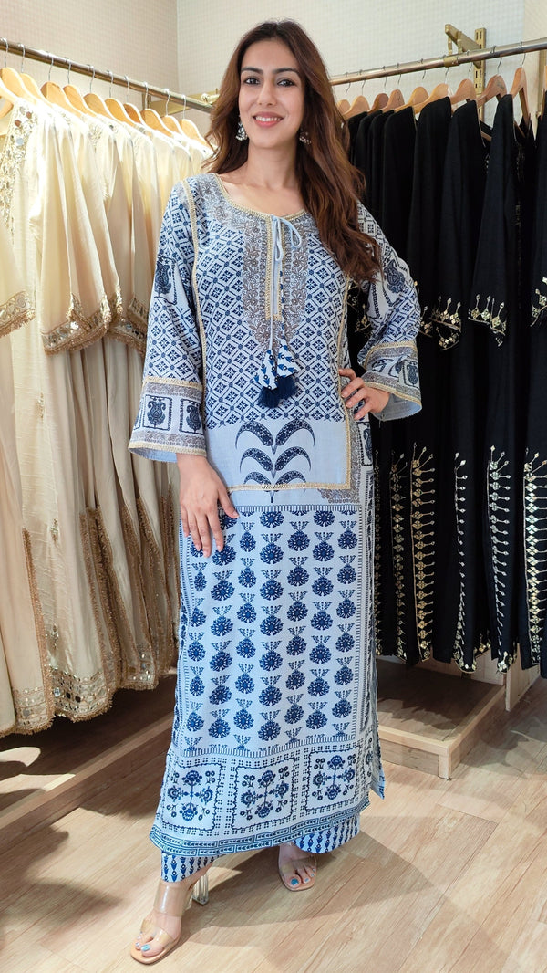 Celebrity Blue Long Kurta Set