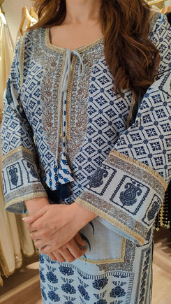 Celebrity Blue Long Kurta Set - view 4