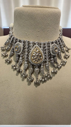 Classic Silver Oxidized Choker Necklace - view 4