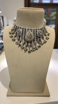 Classic Silver Oxidized Choker Necklace - view 5