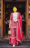 Cotton Grey Red Sharara Set - view 3
