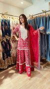 Cotton Grey Red Sharara Set - view 5