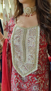 Cotton Grey Red Sharara Set - view 7