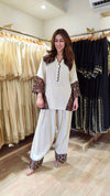 Cream Brown Leather Patchwork Farshi Set - view 5
