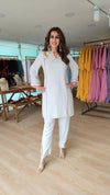 Cream Gota Work Kurta Set - view 2