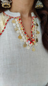 Cream Gota Work Kurta Set - view 3