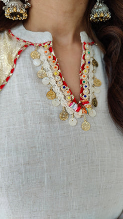 Cream Gota Work Kurta Set - view 3