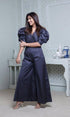 Dark Blue Puffy Sleeved Jumpsuit