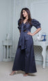 Dark Blue Puffy Sleeved Jumpsuit