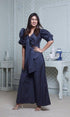 Dark Blue Puffy Sleeved Jumpsuit