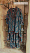 Dark Green Dhoti Skirt Dress with Neckpiece - view 4