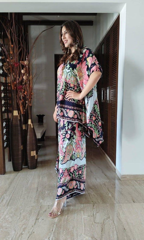 Dark Navy Blue Kaftan Coord Set