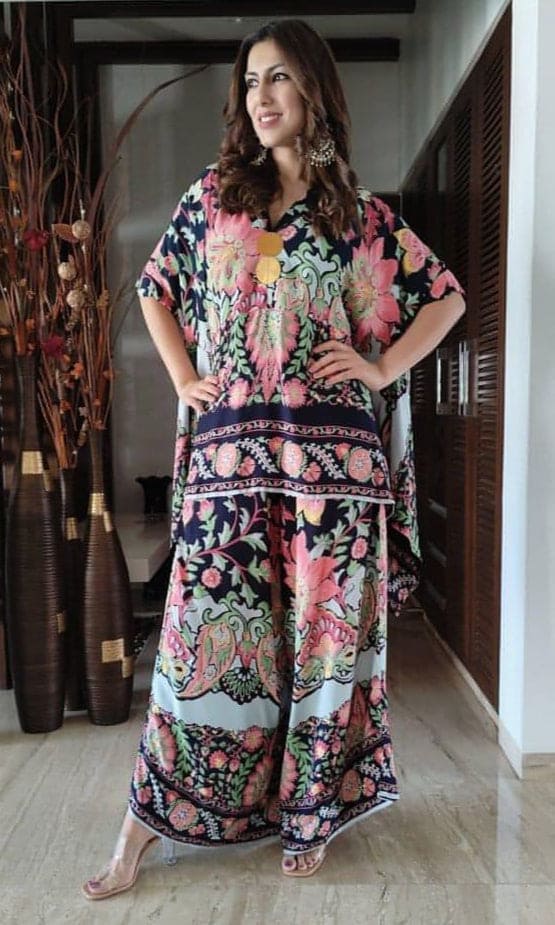 Dark Navy Blue Kaftan Coord Set