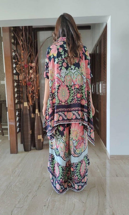 Dark Navy Blue Kaftan Coord Set