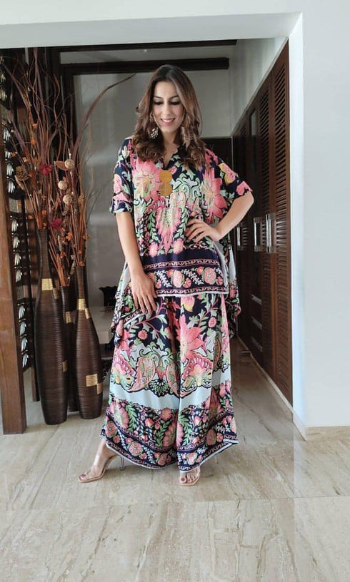 Dark Navy Blue Kaftan Coord Set