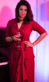 Dark Red Blazer Skirt Set