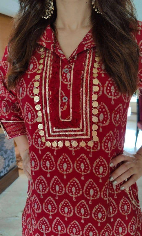 Dark Red Pathani Set