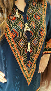 Deep Blue V-Neck Border Coord Set - view 4