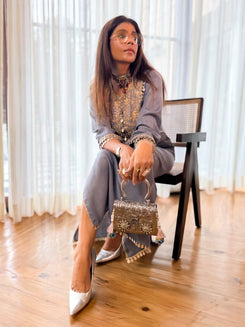 Denim Gold Kaftan Dress - view 30