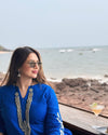 Royal Blue Embroidery Jumpsuit - view 3