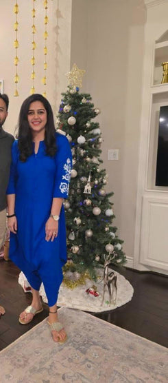 Royal Blue Embroidery Jumpsuit - view 31