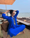 Royal Blue Embroidery Jumpsuit - view 35