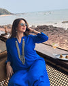 Royal Blue Embroidery Jumpsuit - view 36
