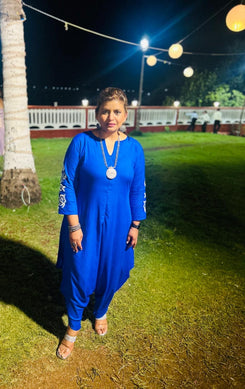 Royal Blue Embroidery Jumpsuit - view 40