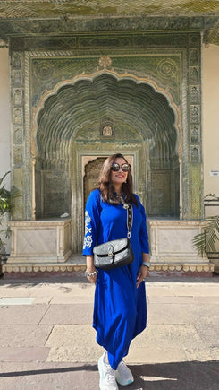 Royal Blue Embroidery Jumpsuit - view 55