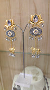 Dual-Tone Cow Motif Earrings with Lotus Studs - view 2
