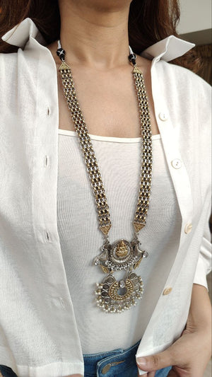 Dual Tone Kundan Necklace Set