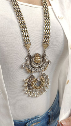 Dual Tone Kundan Necklace Set - view 2