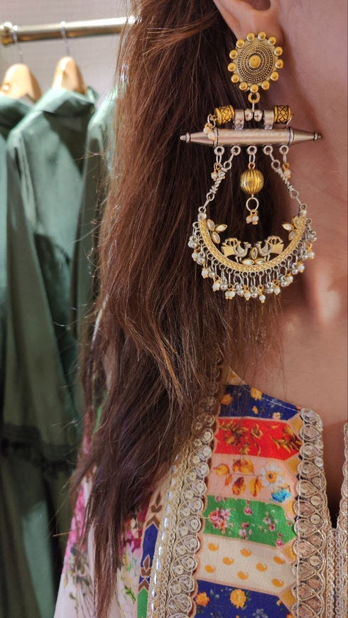 Dual Tone Peacock Pearl Earring - view 20