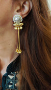 Dual Tone Short Kashmiri Earrings - view 3