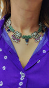 Elephant Temple Necklace with Pearl Drops - view 5