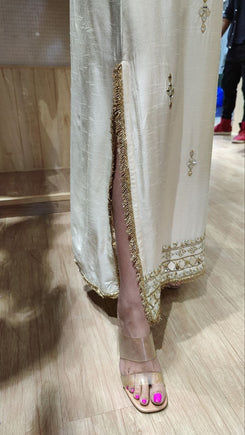 Embroidered Ivory White Kaftan Dress - view 13