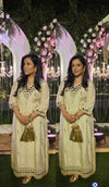 Embroidered Ivory White Kaftan Dress - view 15