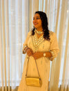Embroidered Ivory White Kaftan Dress - view 17