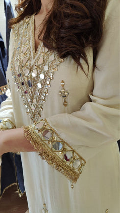 Embroidered Ivory White Kaftan Dress - view 18