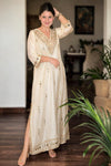 Embroidered Ivory White Kaftan Dress - view 2