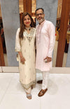 Embroidered Ivory White Kaftan Dress - view 21