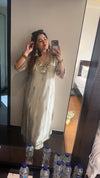 Embroidered Ivory White Kaftan Dress - view 23
