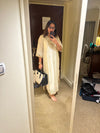 Embroidered Ivory White Kaftan Dress - view 27