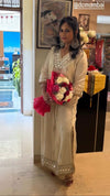 Embroidered Ivory White Kaftan Dress - view 31
